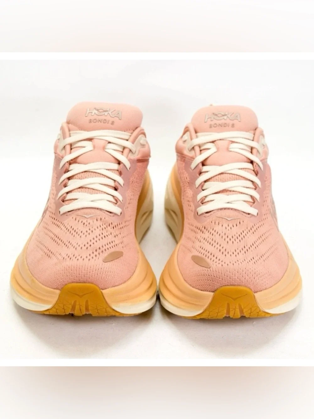 Hoka One One Bondi 8 Womens Size US 8 B Sandstone Cream Comfort Running Shoes - Picture 7 of 13